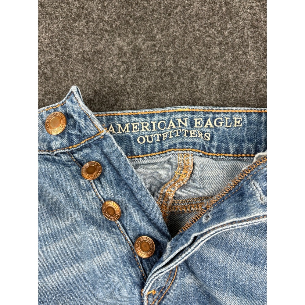 American Eagle Tomgirl Jeans Womens 4 Light Wash Distressed Button Fly Denim‎ - Picture 3 of 11